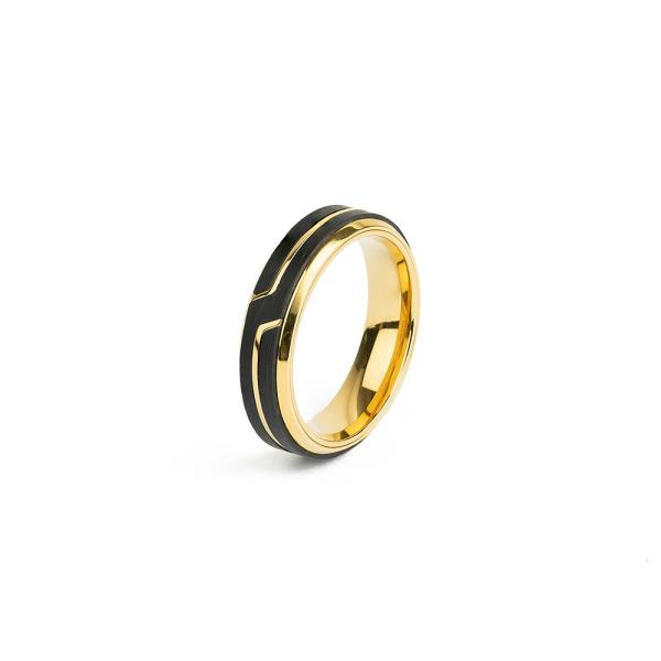 Gold-Titanring mit geschmiedetem Carbon-Finish - Rex Gold